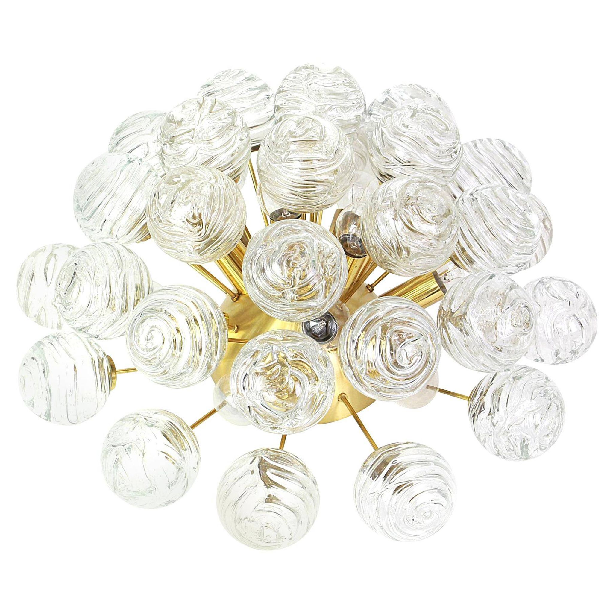 Sputnik Ceiling Lights with Snow Glass Balls by Doria, Germany, 1970s