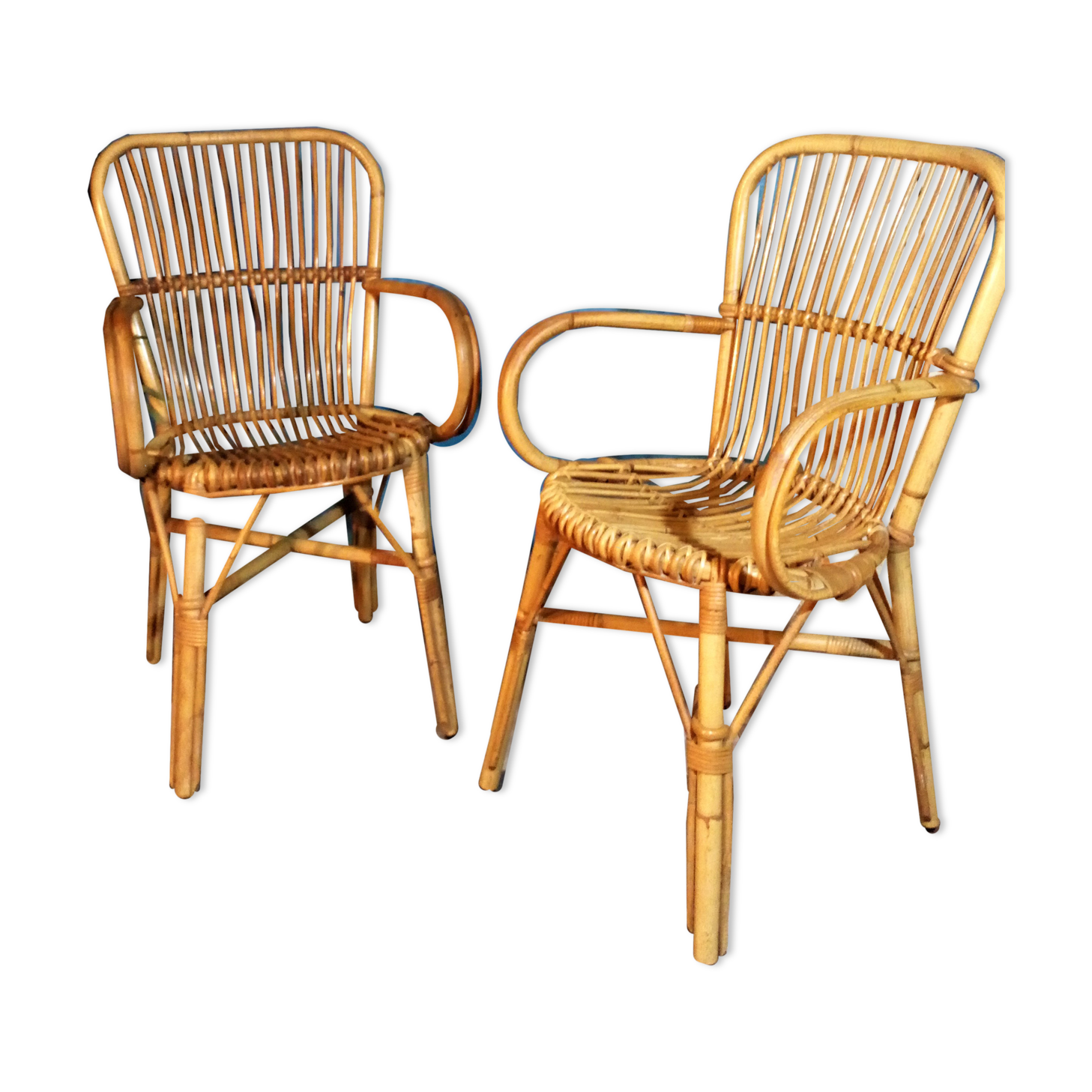 Pair of rattan chairs 1960s