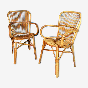 Pair of rattan chairs 1960s