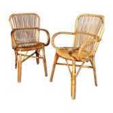 Paire de chaises rotin 1960s