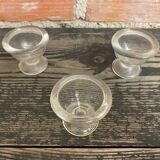 Set of 3 Antique Molded Glass Egg Cups Made in France Vintage