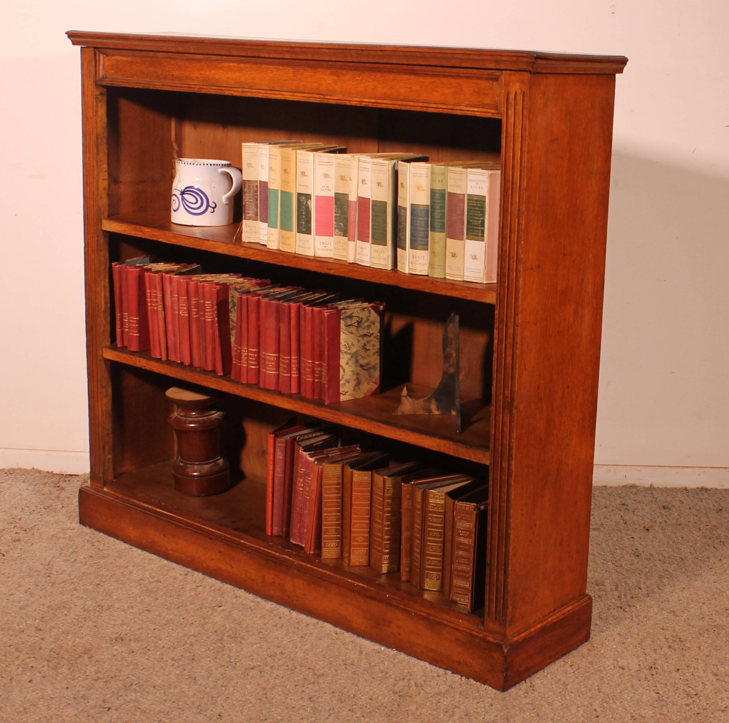 19th Century Oak Open Bookcase - England