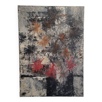 Table Painting Old Abstract Composition Abstraction XXth Signed Dated 79