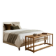 Vintage low bench / sideboard in bamboo and wicker – Boho-Chic style / M