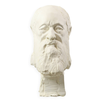 Grand buste classique Vieil homme barbu en plâtre 50 cm