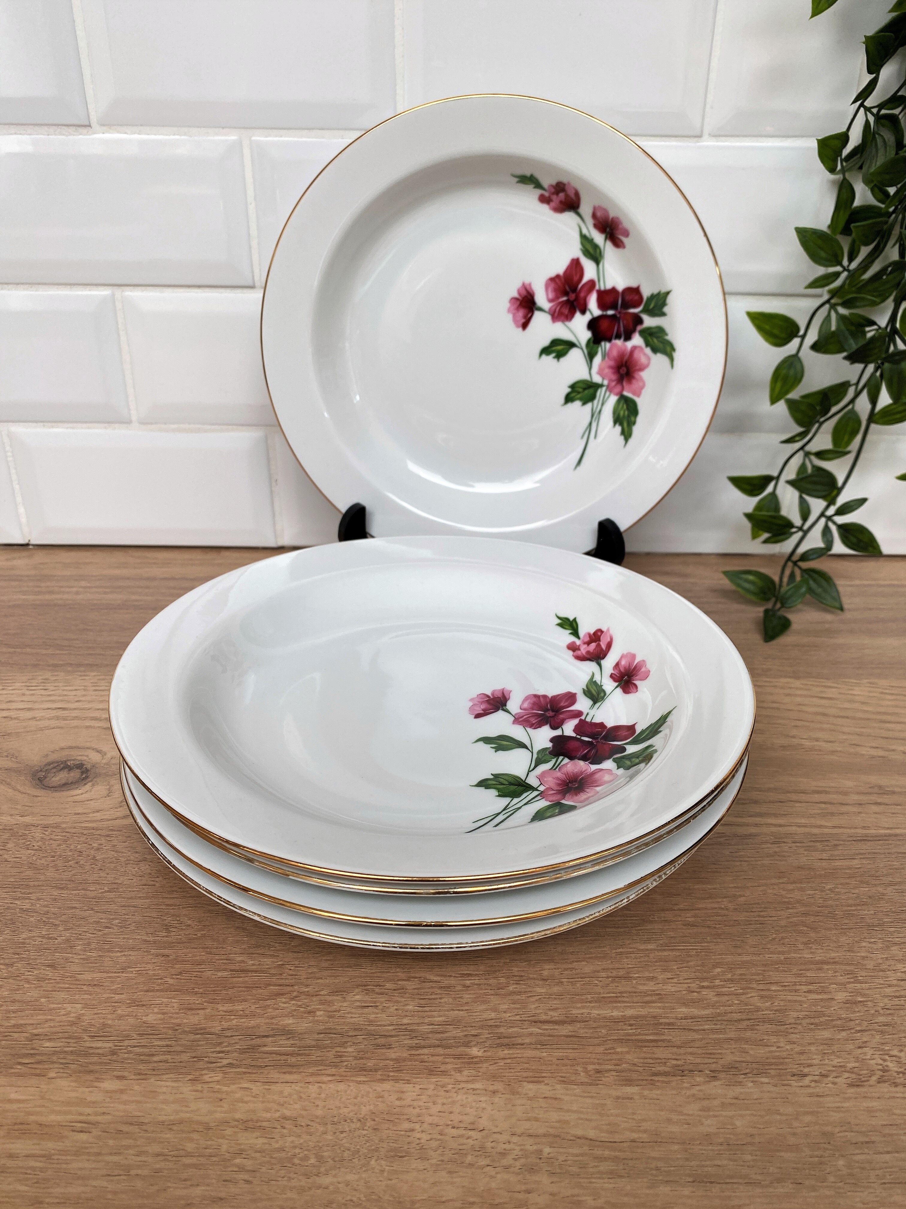 Set of 5 hollow porcelain plates