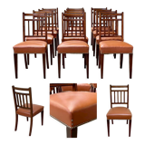 Suite of 12 English chairs nineteenth in mahogany and imitation leather