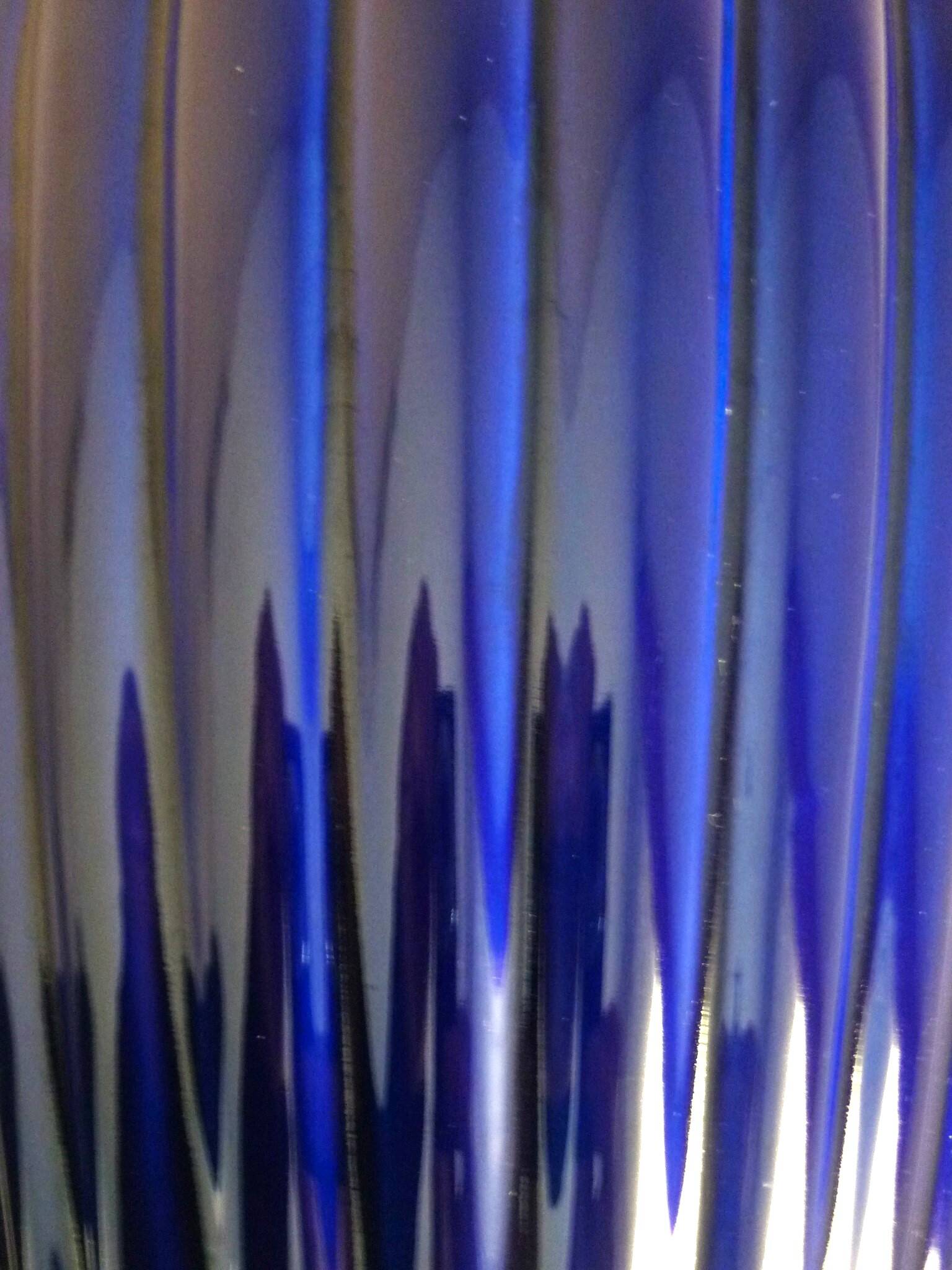 Vintage glazed ceramic vase, cobalt blue and gilt, Lancel Paris