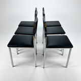 Set of 6 belgium chrome and skai dining chairs, 1960s