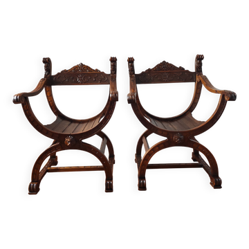 Pair of Dagobert walnut armchairs from the late 19th century