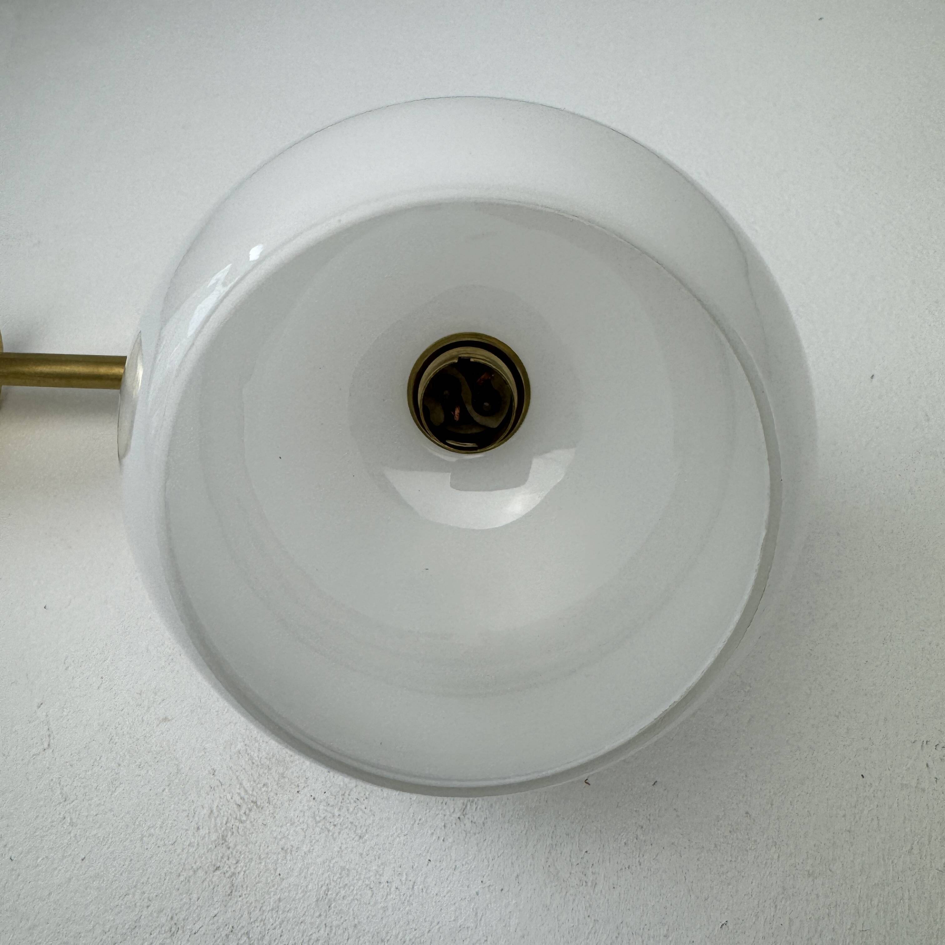 PAIR OF OLD VINTAGE OPALINE AND BRASS Sconces