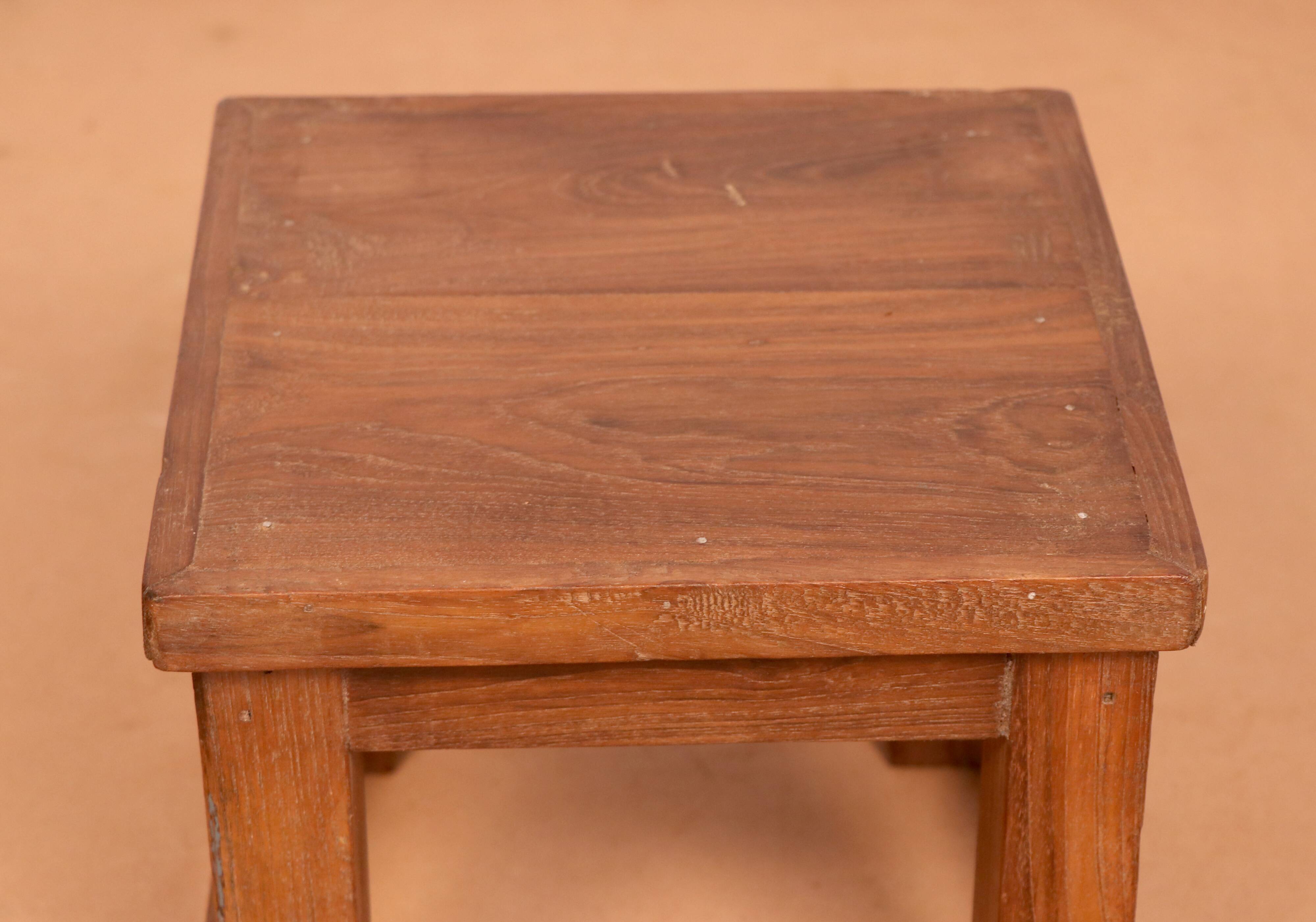 Old small Burmese teak workshop bedside table