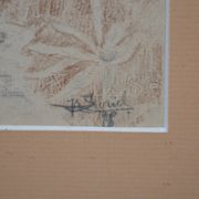 Pencil drawing "Landscape of Ruins" 1918 signed and dated