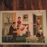 School poster old theme kitchen and doctor