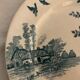 9 dessert plates old chickens, geese and pheasants blue field service Terre de Fer