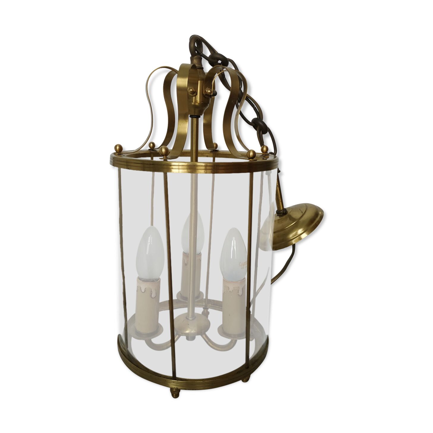 Glass and brass lantern