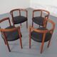 Teak & Leather Model 195 Dining Chairs by Ole Gjerløv-Knudsen & Torben Lind for France & Søn, Denmark, 1960s, Set of 4