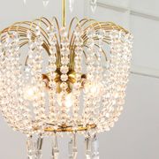Vintage Italian Crystal and Gilt Metal Chandelier, 1980s