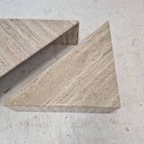 Set of Two Triangle Coffee Tables In Travertine By Up & Up, Italy 1980's