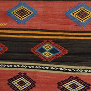6x9 Blue & Red Details Kilim Rug,Modern Mid Century,Wool Area Rug,175x261Cm