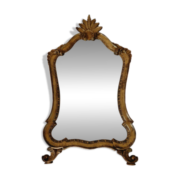 Grand miroir de Courtoisie Louis XV à Fronton-Patine doré et rouge