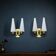 Pair of double wall sconces in brass and opaline – 1950s