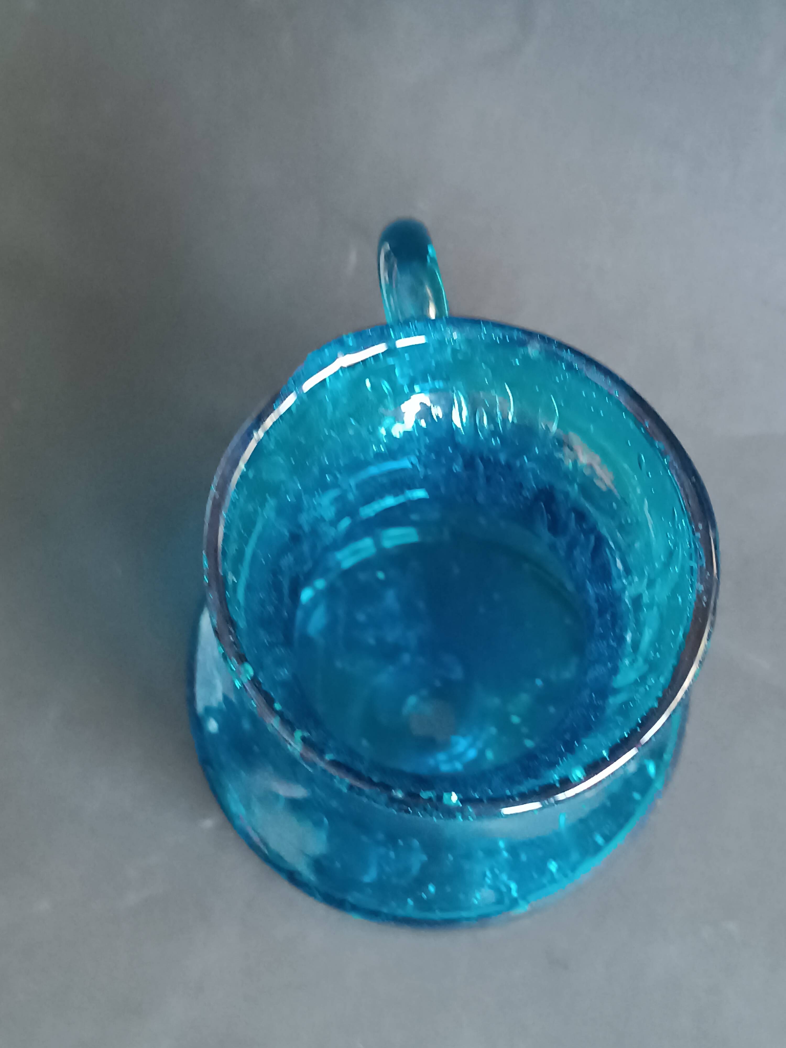 Blue bubbled glass vase Top Design Italy 1970