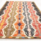 9x12 Multicolor Geometric Vintage Kilim Rug, 264x383Cm