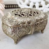 Vintage openwork silver metal jewelry box