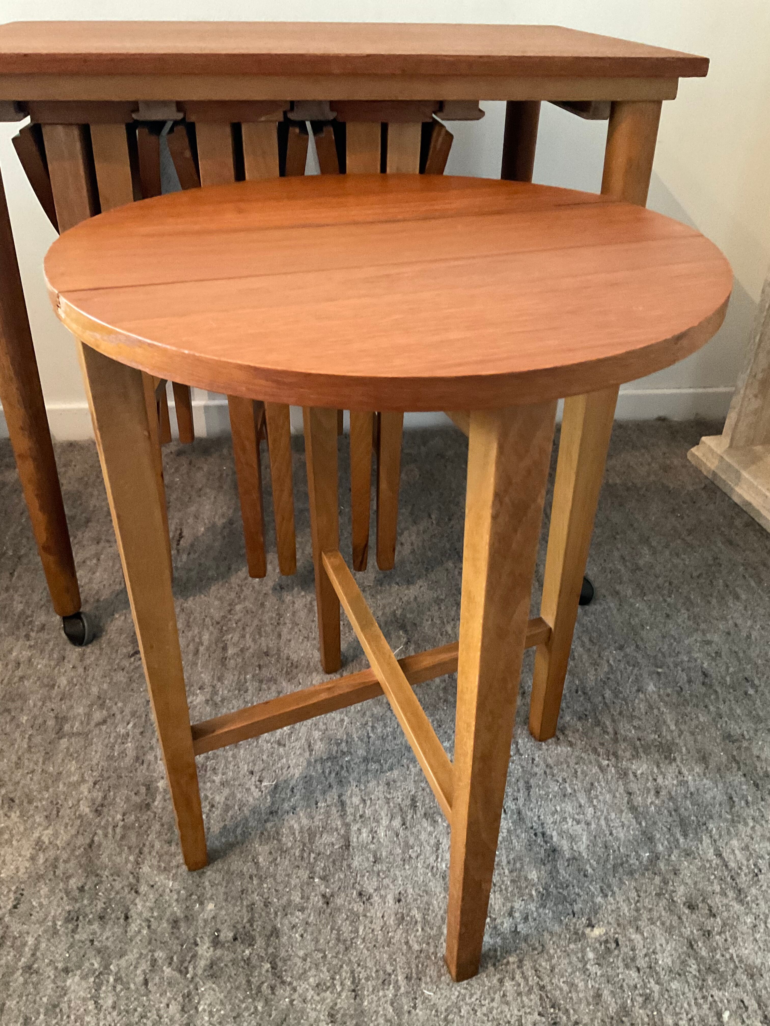 Scandinavian set by Poul Hundevad table and 4 folding teak stools