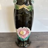 Antique ceramic vase by De Bruyn with floral decoration.