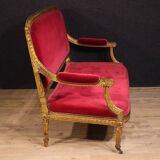 Antique French red velvet sofa from the 19th century