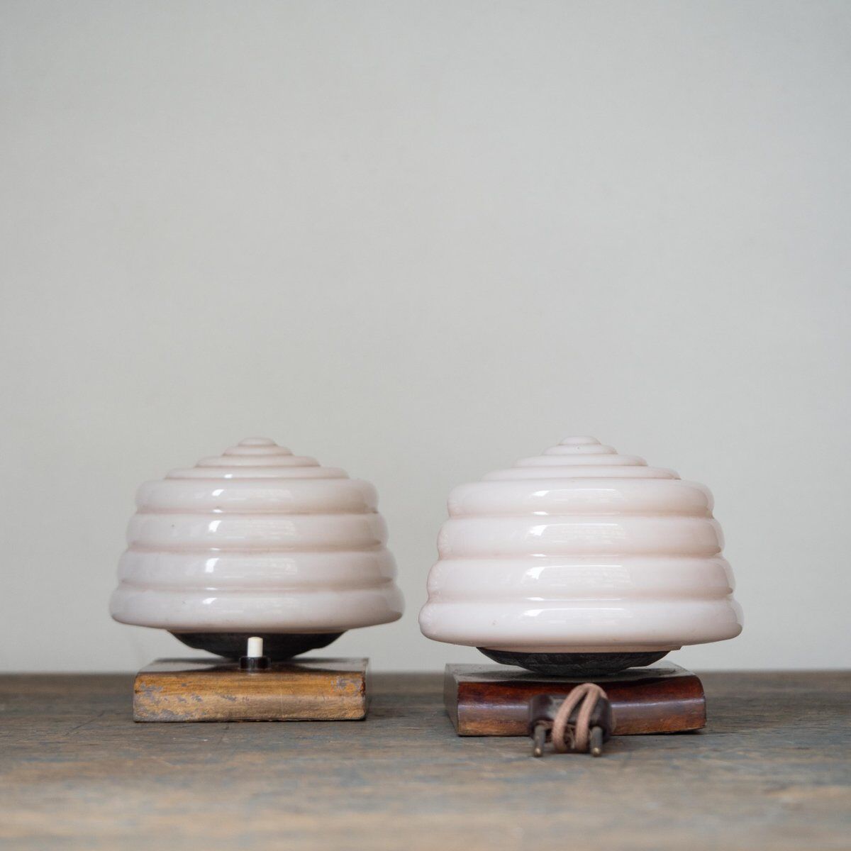 Lampes de table Art Déco en verre de Murano, lot de 2