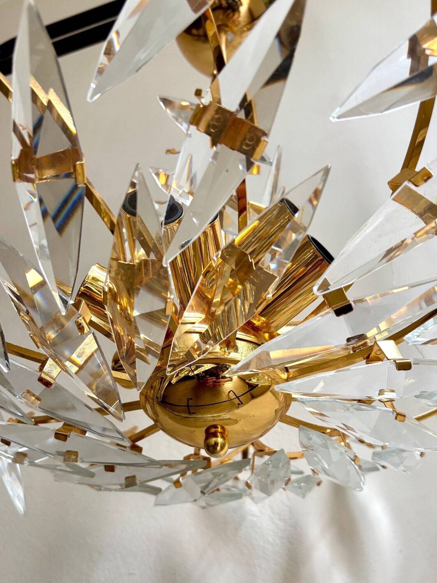 Rafael Tormo 6-light chandelier in gold metal and transparent tassels