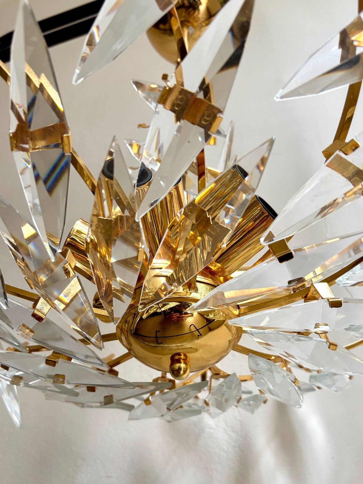 Rafael Tormo 6-light chandelier in gold metal and transparent tassels