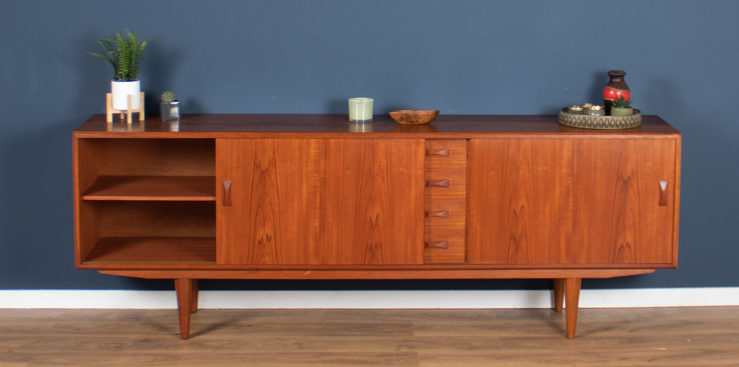 Retro Teak Danish 1960s Long Mid Century Sideboard By Clausen & Søn Denmark