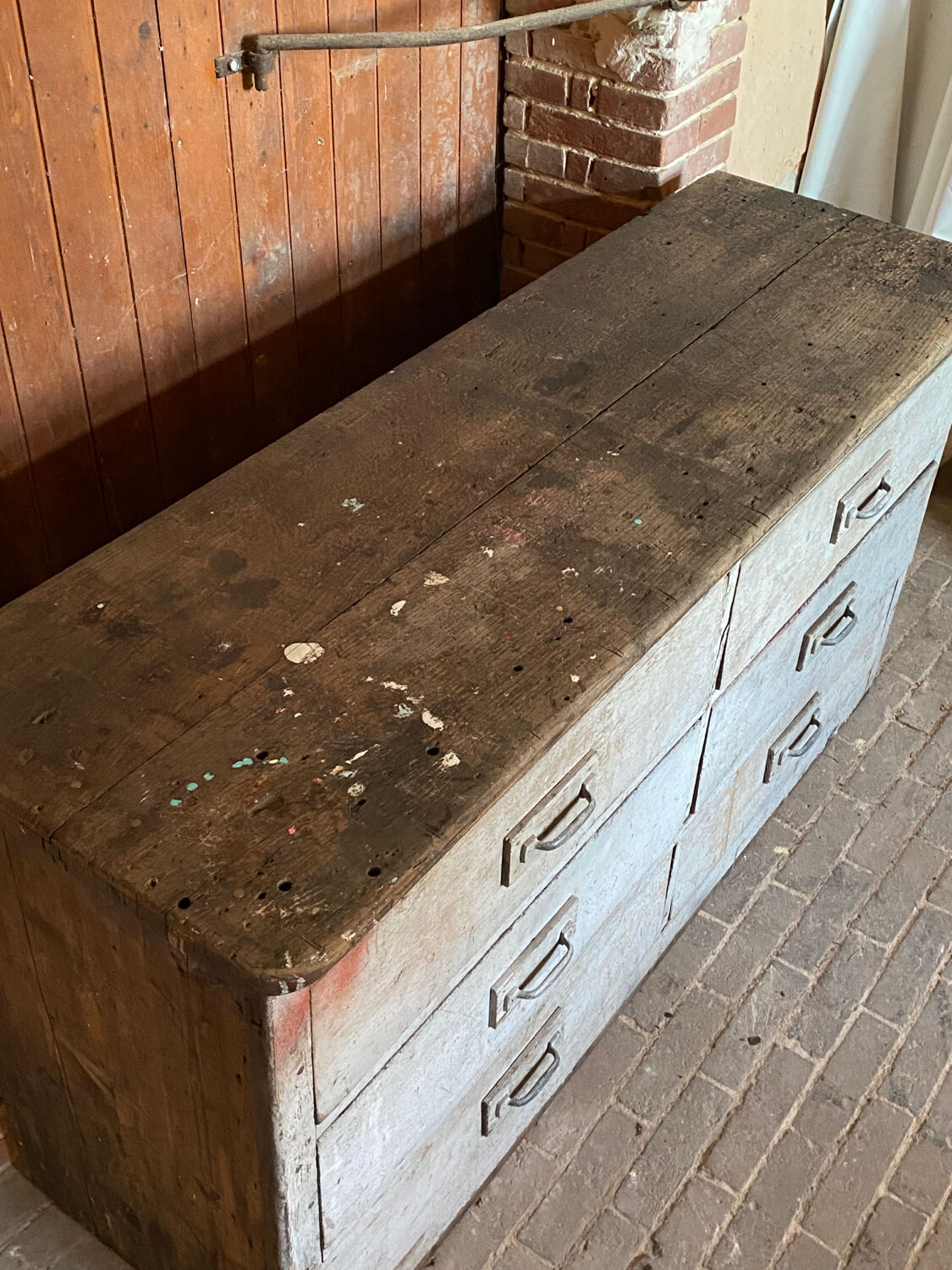 Patinated wooden workshop furniture