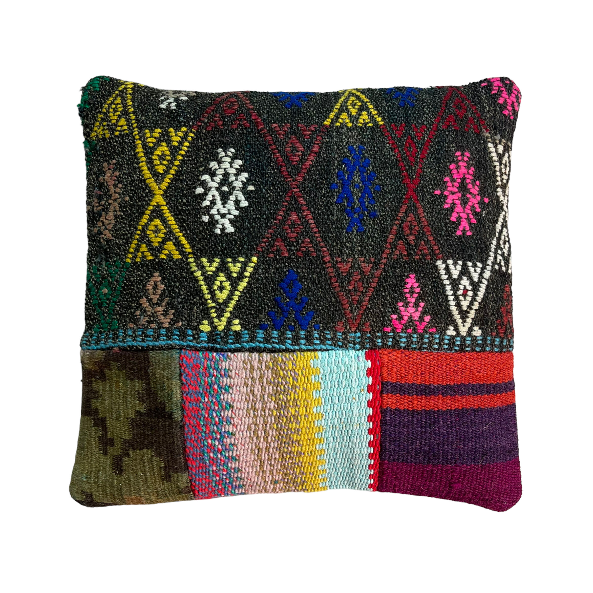 Vintage turkish kilim cushion cover, 40 x 40 cm
