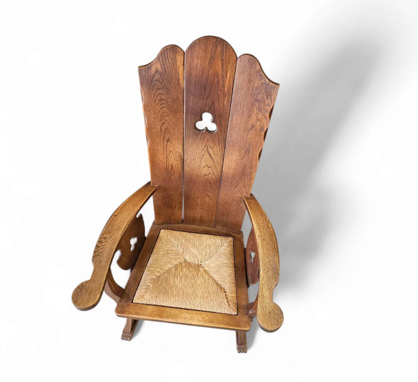High back / monastery / rush seat armchair 1950s