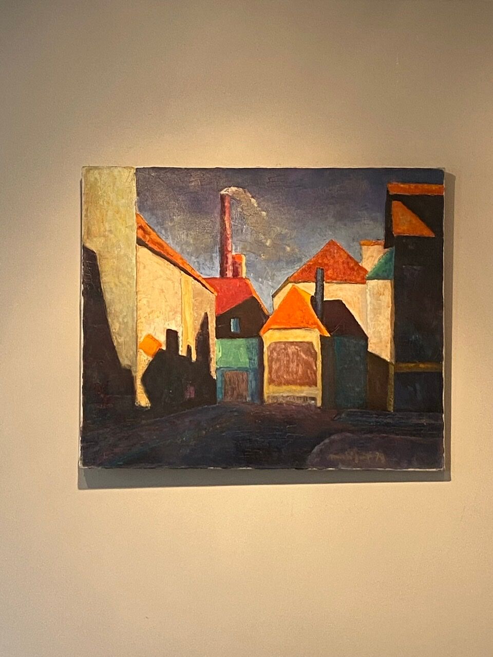 Old painting, cityscape signed and dated 79