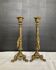 Pair of 19th-century gilded bronze candlesticks in Empire style.