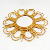 Rattan Mirror, type sun, England 70s 51 cm