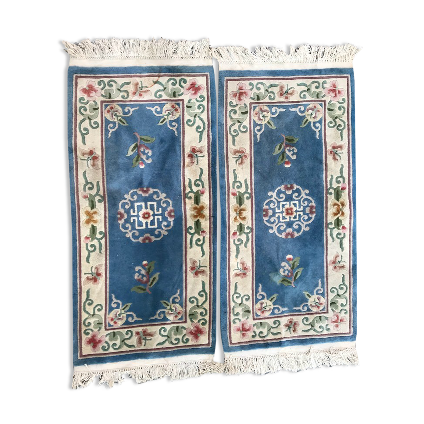 Pair of old Chinese carpets  handmade 70 x 147 cm
