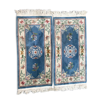 Paire de tapis anciens chinois laine fait main 70x147 cm