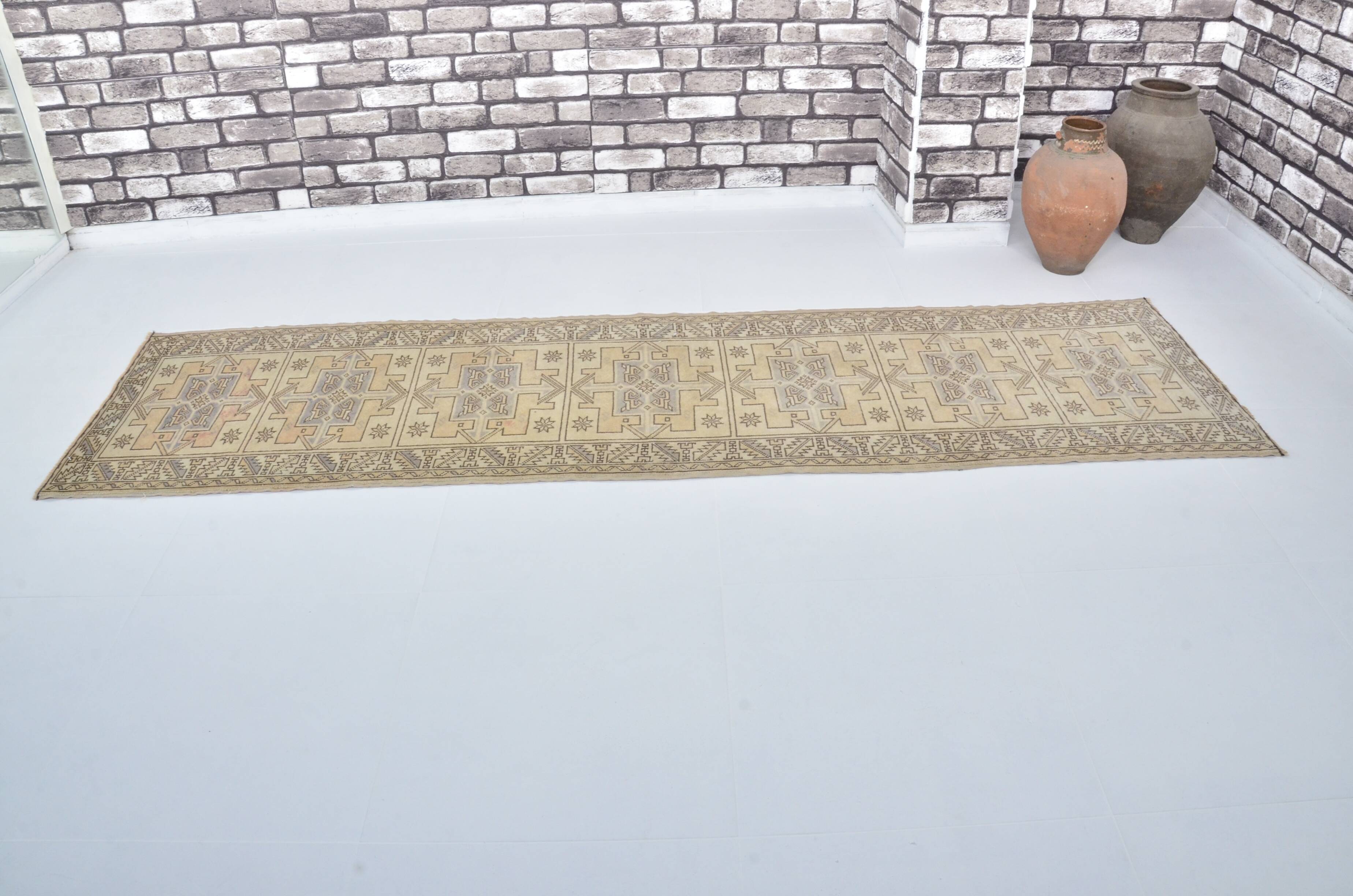 Tapis de couloir Oushak noué à la main