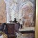 Oil on panel - early 20th century - interior of a church