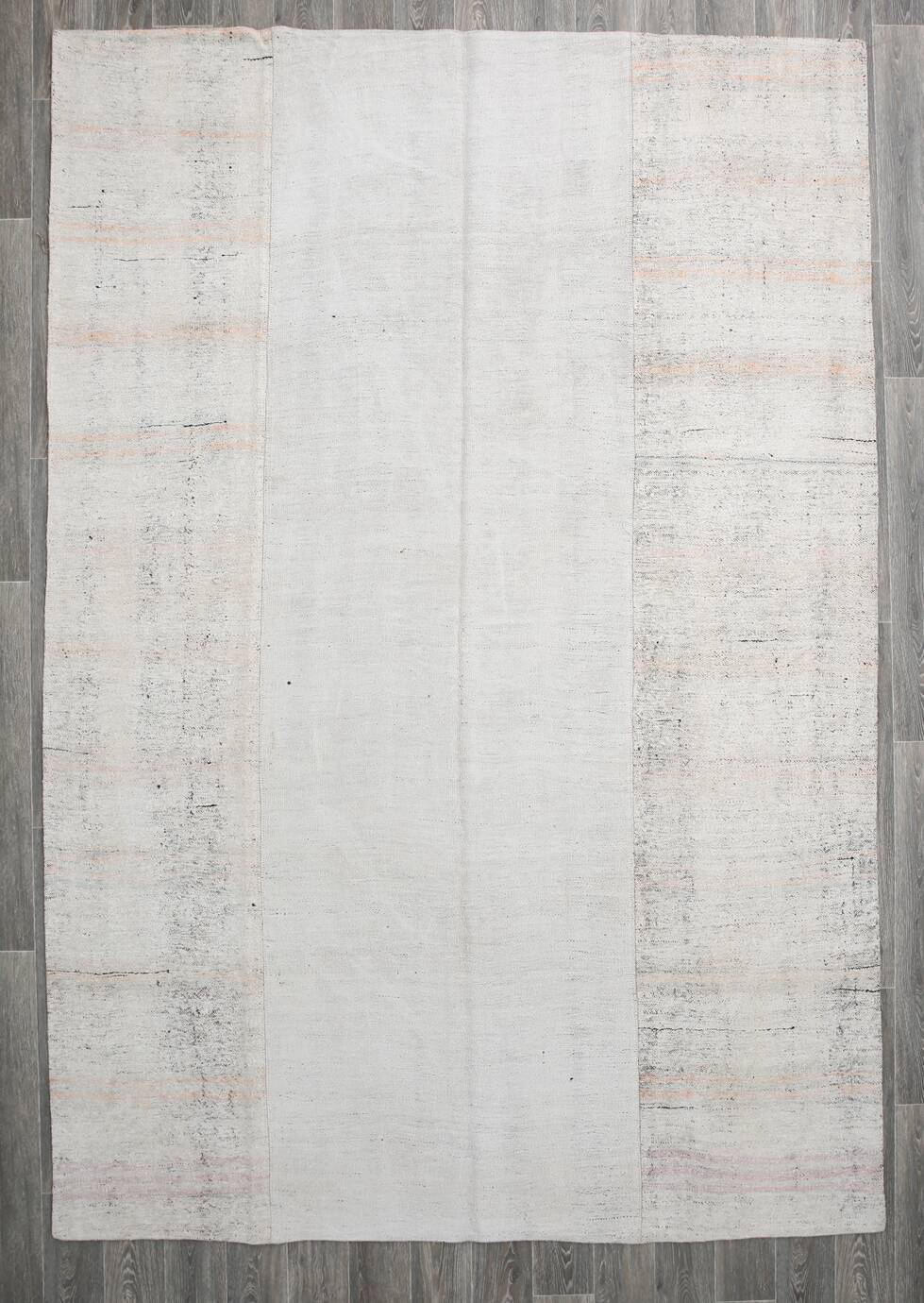 Off White Turkish Vintage Kilim Rug, Handwoven Bohemian Carpet, 23x328Cm