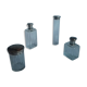 Lot of 4 glass toilet bottles, silver metal caps