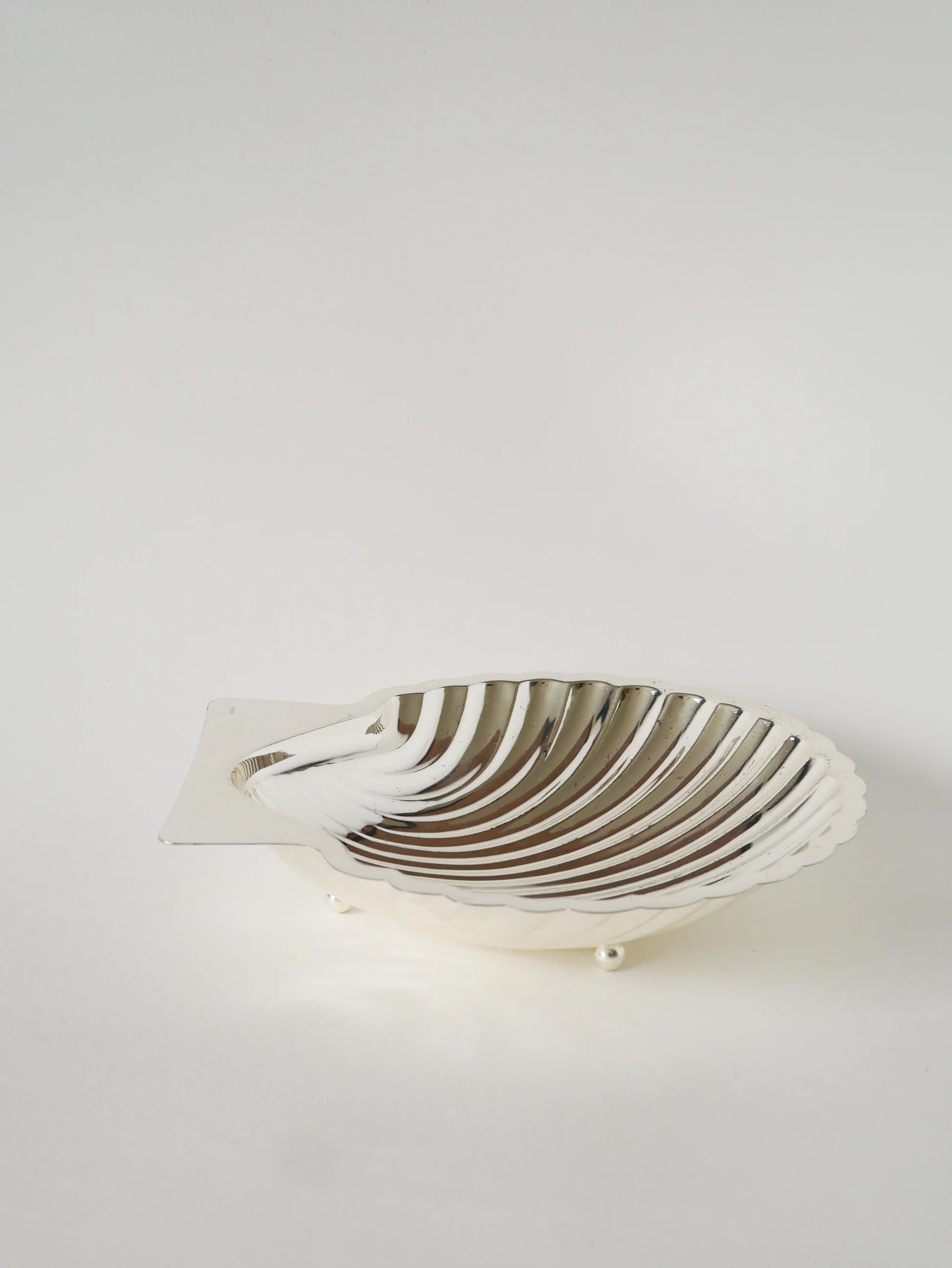 Large silver-plated shell-shaped bowl, 1950.