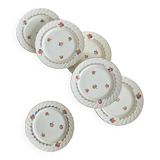 6 pale yellow earthenware dessert plates from Salins with flowers